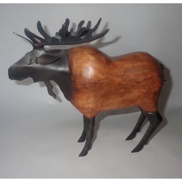 Handcrafted Wood & Metal Moose Sculpture Primitive Cabin Country‎  10" Rustic - Picture 1 of 7